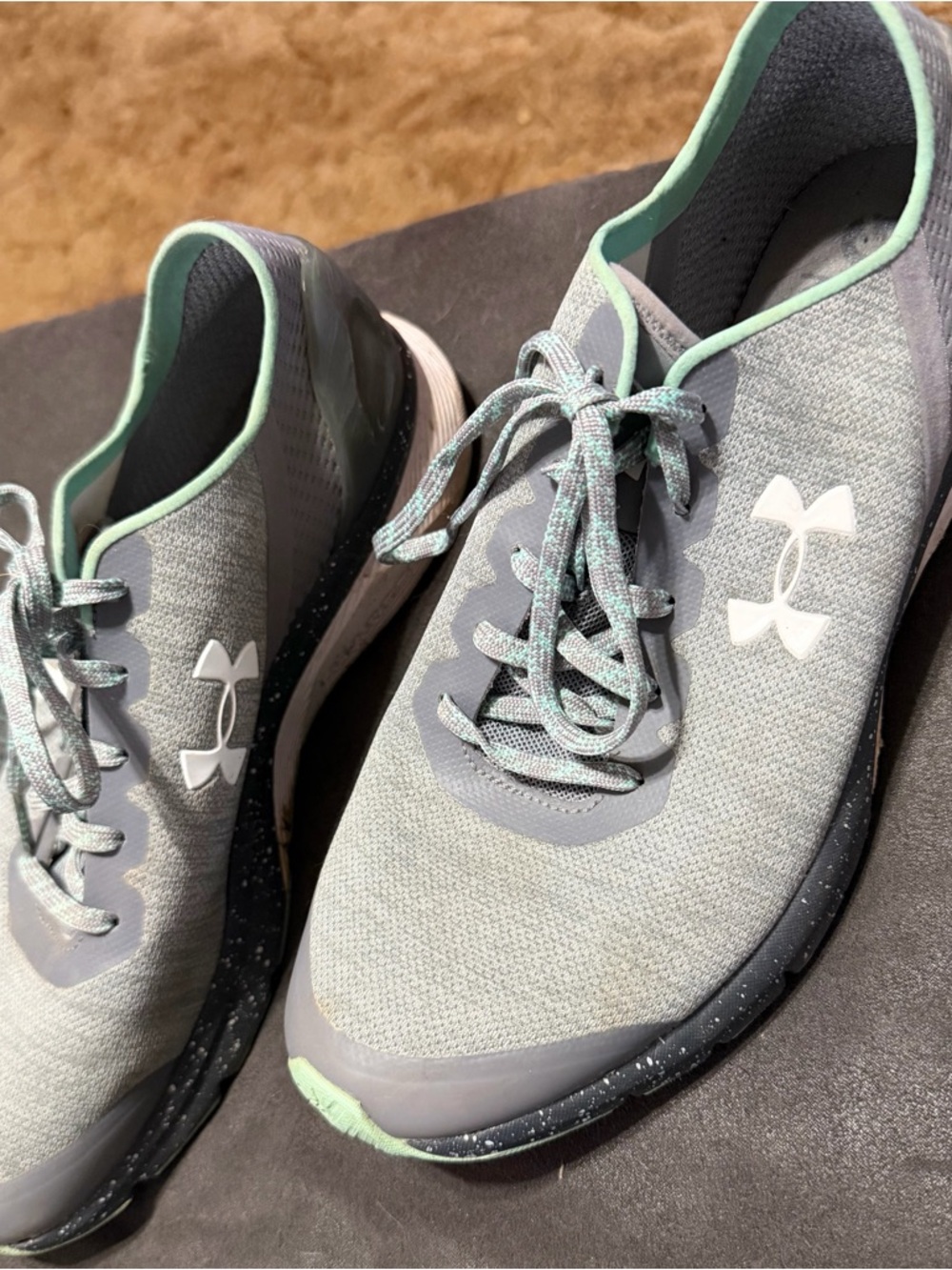 Under Armour Women's Gray Sneakers with Mint Trim